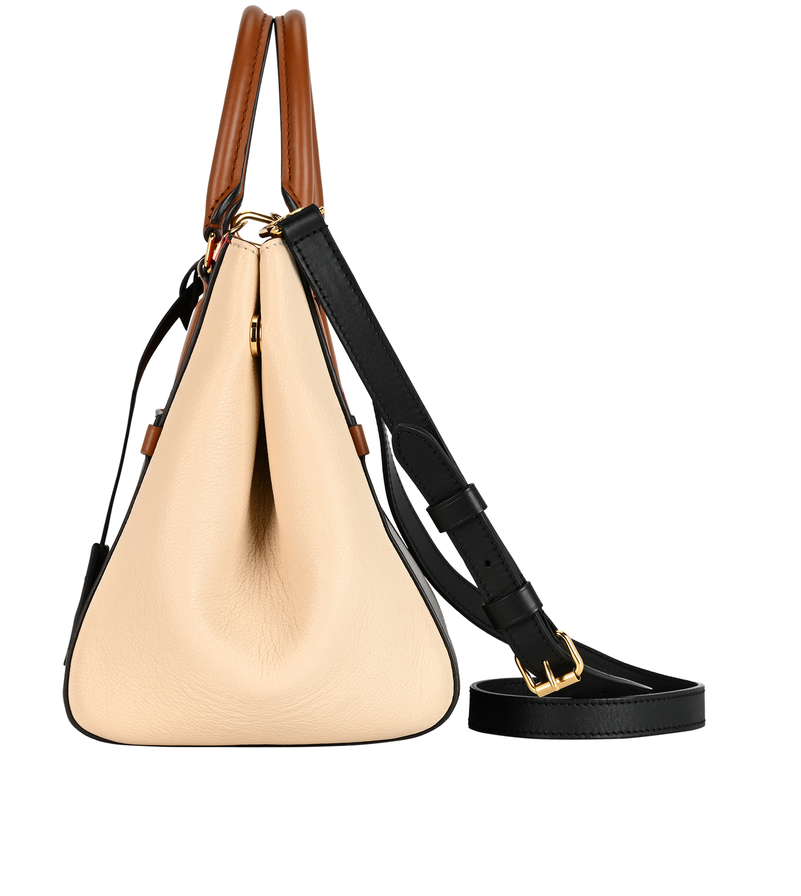 Fold Tote PM, &pound;1,200, Handbags, Brown/Cream/Red, Canvas/Leather, Bottom view